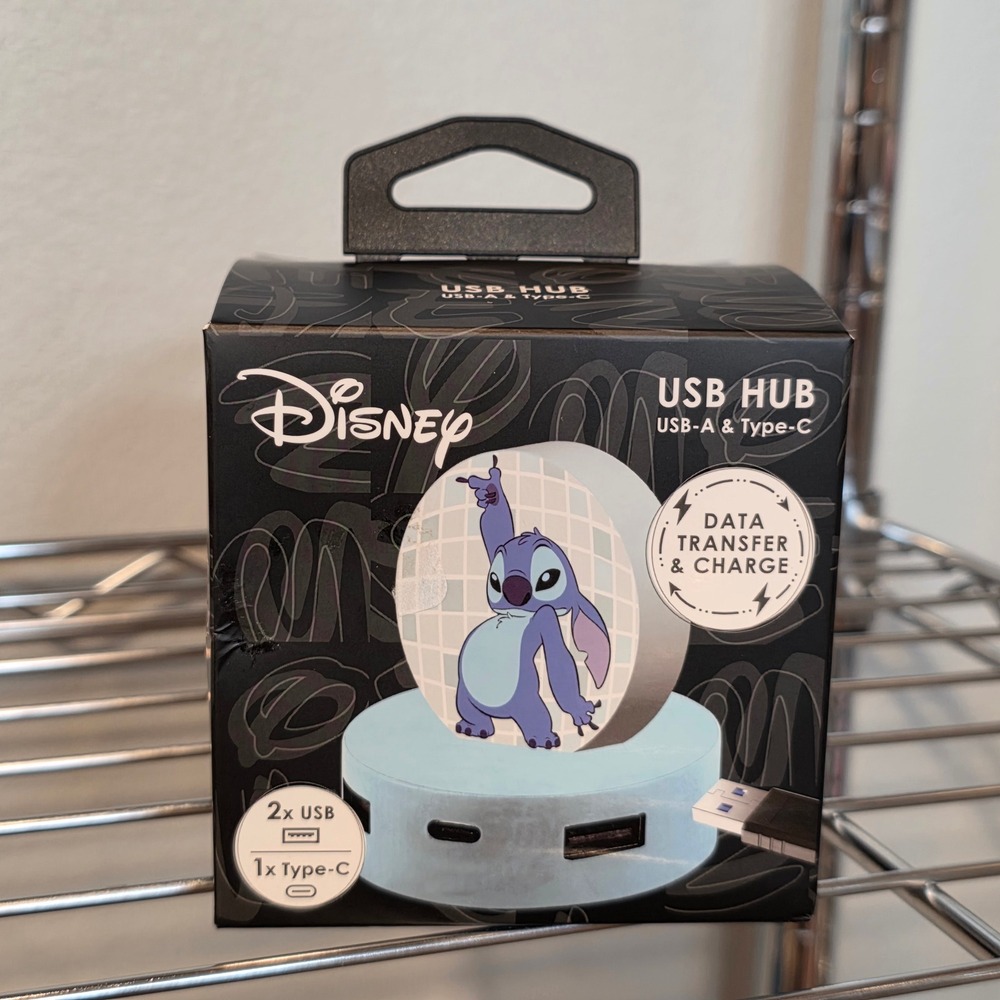 Disney Lilo & Stitch USB Hub 3-Port Expander USB-A & Type-C Data Transfer Charge